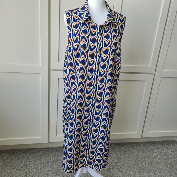 CAbi Amour Shirt Dress Duster Tunic Heart Graphic Sleeveless Button Down Large - Picture 3 of 14